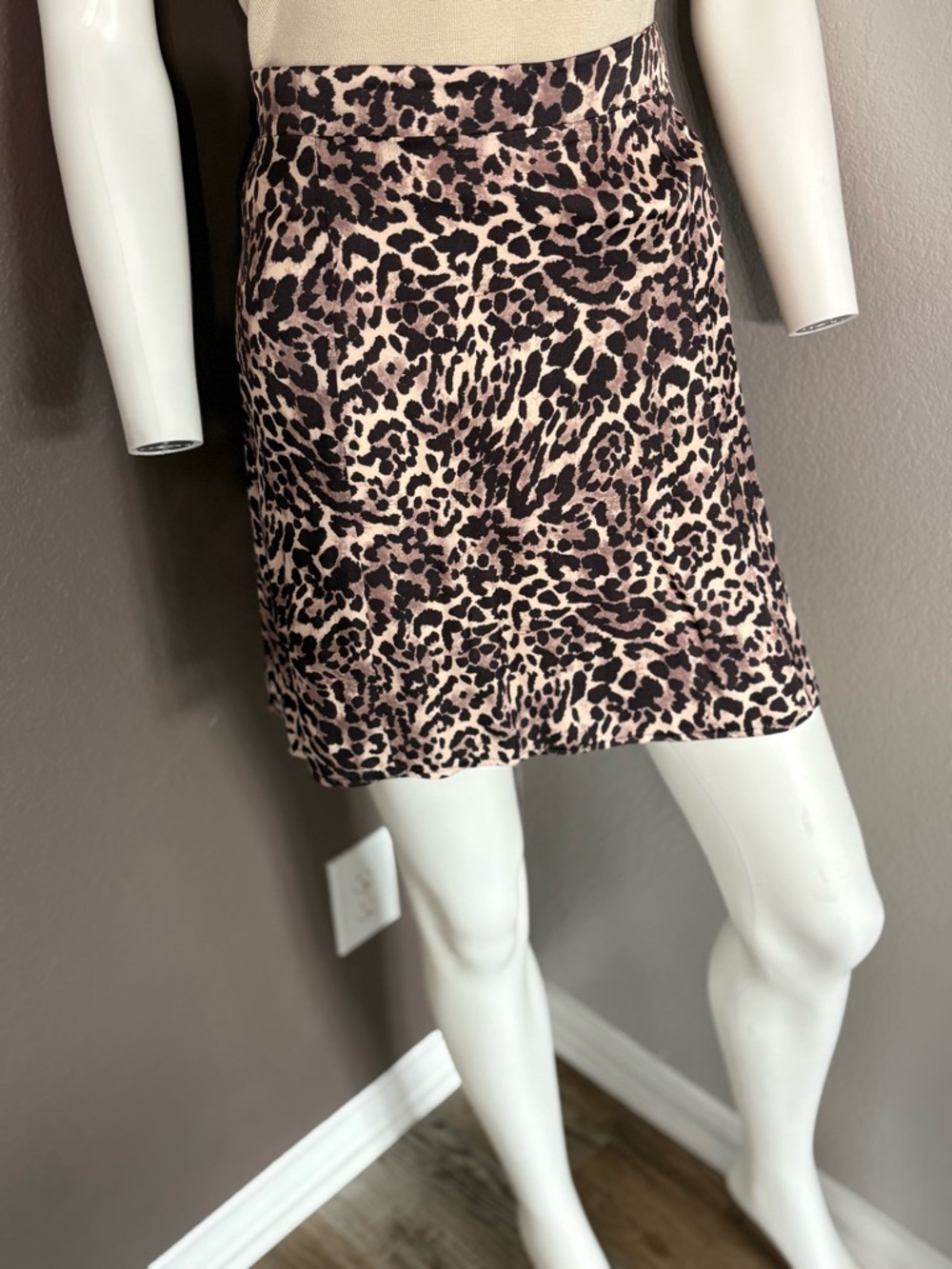 Leopard Print Mini Skirt in Blush and Black